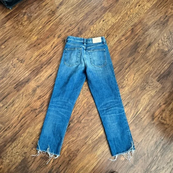 Trave Sweet Emotion Jeans Size 25 Button Fly Cropped Raw Hem Medium Wash MadeUSA - Picture 3 of 11